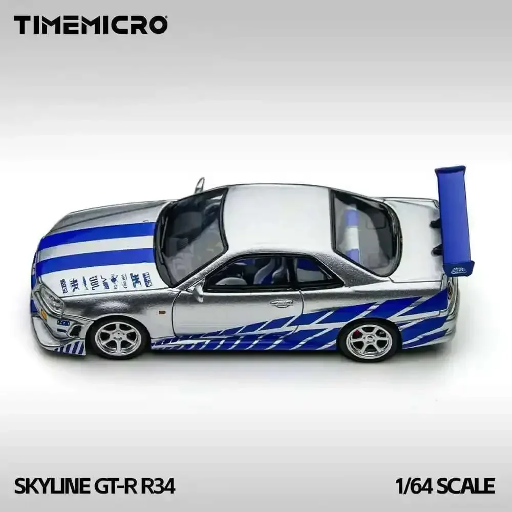 Pré-venda Time Micro 1:64 Skyline GTR R34 F&F Diecast Diorama Car Model Collection Toy TM