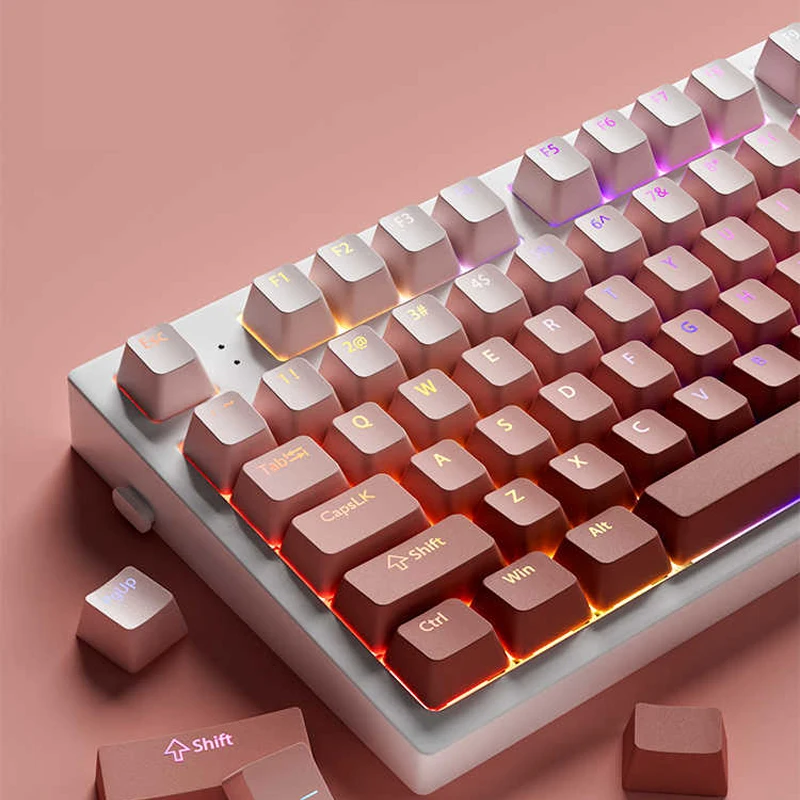 130 Key OEM Profile RGB Backlit Keyboard Keycap Blush PBT Double Shot Keycaps for Gateron MX Switches Mechanical Gaming Keyboard