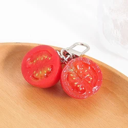 Simulation Little Tomato Keychain Lifelike Vegetable and Fruit Food Model Car Key Ring Backpack Jewelry Charm Fashion Decor Gift