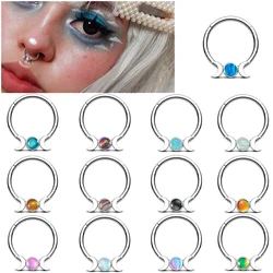 1PC Stainless Steel Septum Jewelry 16G Moon&Sun Septum Rings Daith Helix Earrings for Women Opal Septum Piercing Jewelry