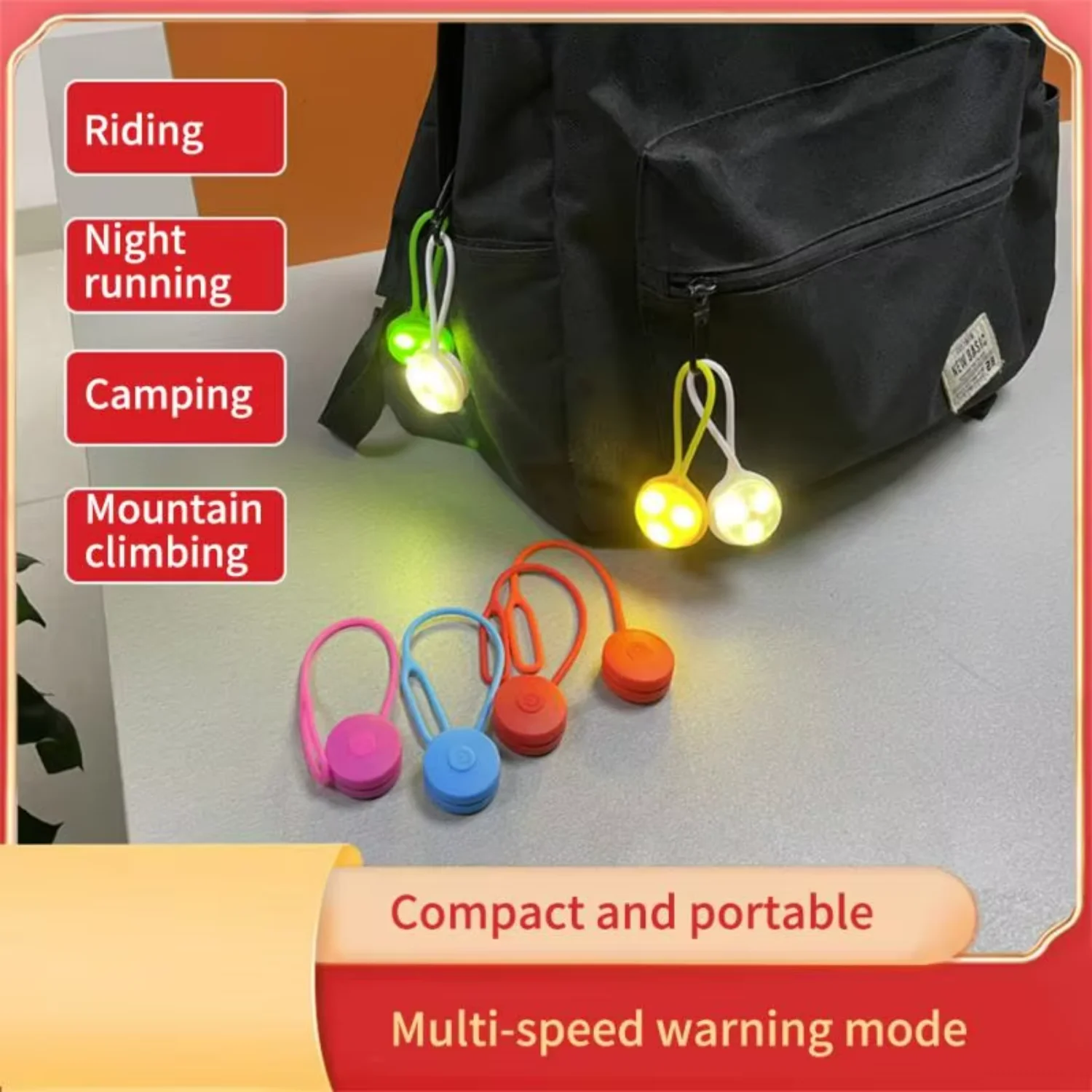 Outdoor Backpack Lights Silicone Backpack Lights  Lights Night Running Flash Signal Warning Lights EU  Bicycle Lights