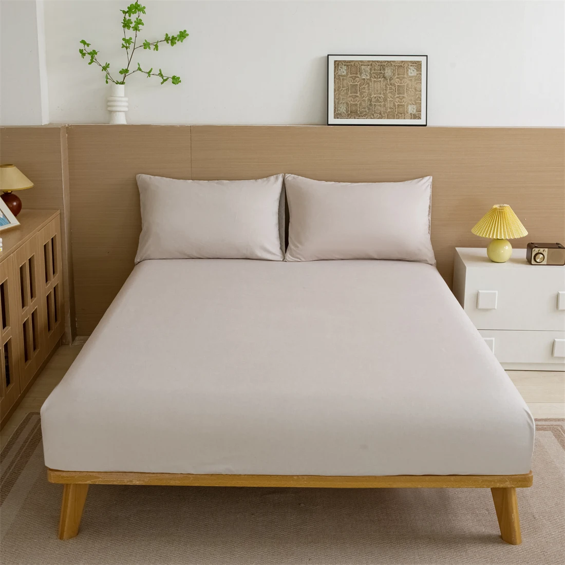 

Fashion Simple solid light Bed Fitted Sheets Sabanas Mattress Cover with Elastic Microfiber 90*200*27 120*200*27cm