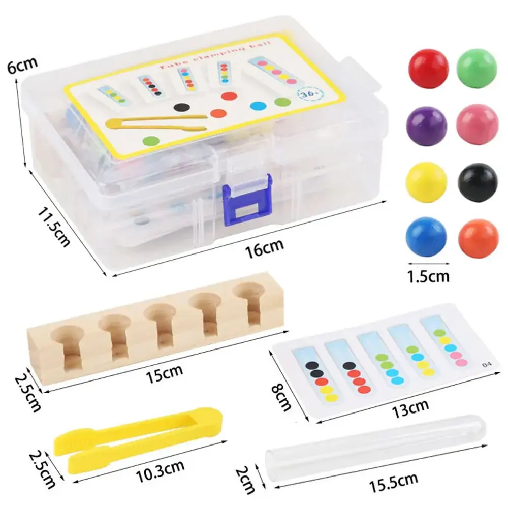 Children Fine Motor Training Montessori Toys Wooden Test Tube Clip Beads Color Matching Sensory Games Educational Toys For Kids