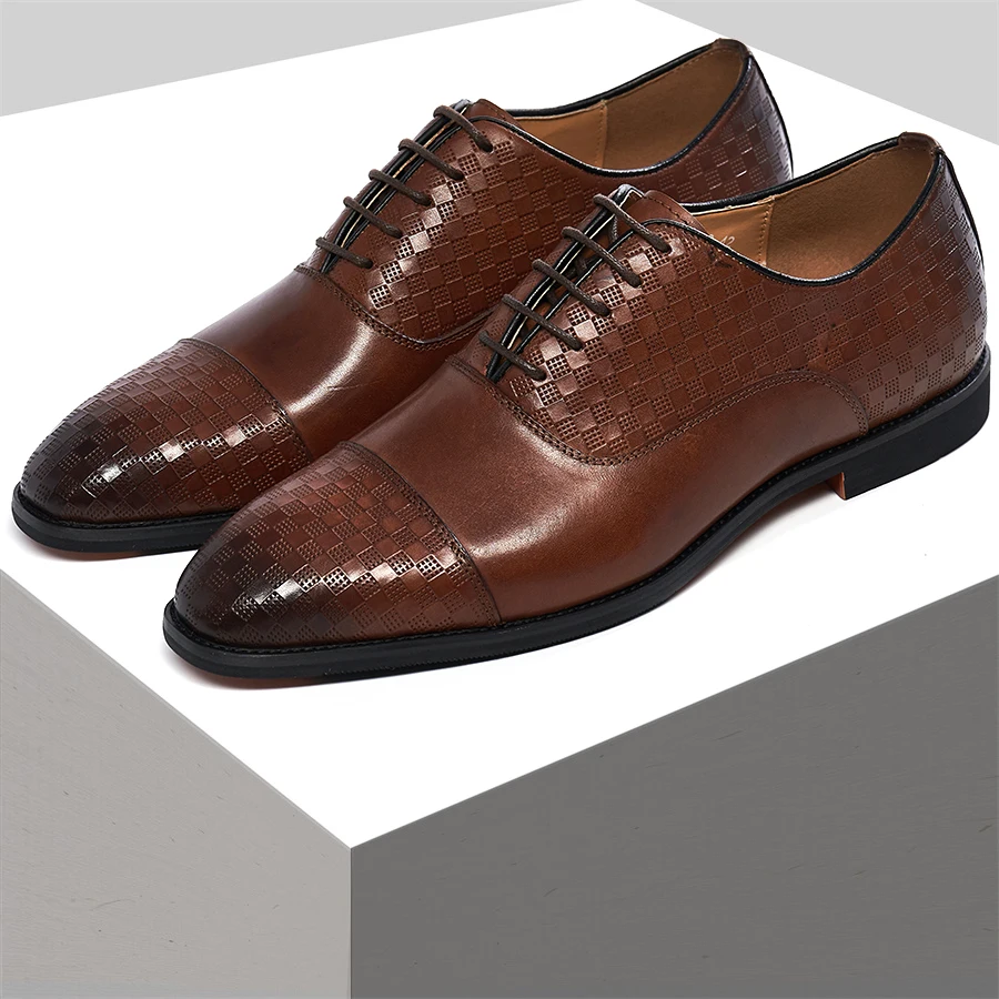 Luxury Men's Formal Shoes Genuine Leather Lace-up Three-joint High-end Handmade Leather Shoes Men's Banquet Dress Shoes