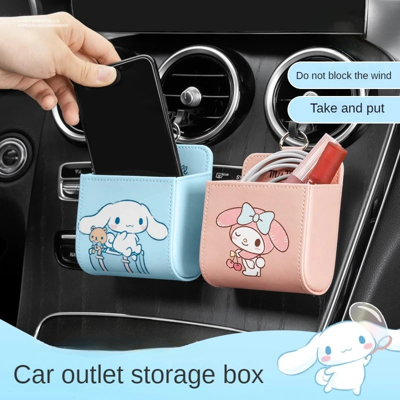 Car Storage Box Sanrio HelloKitty Cinnamoroll Cartoon Anime Women's Motor Vehicles Hanging Bag Hanging Mobile Phone Compac Gift