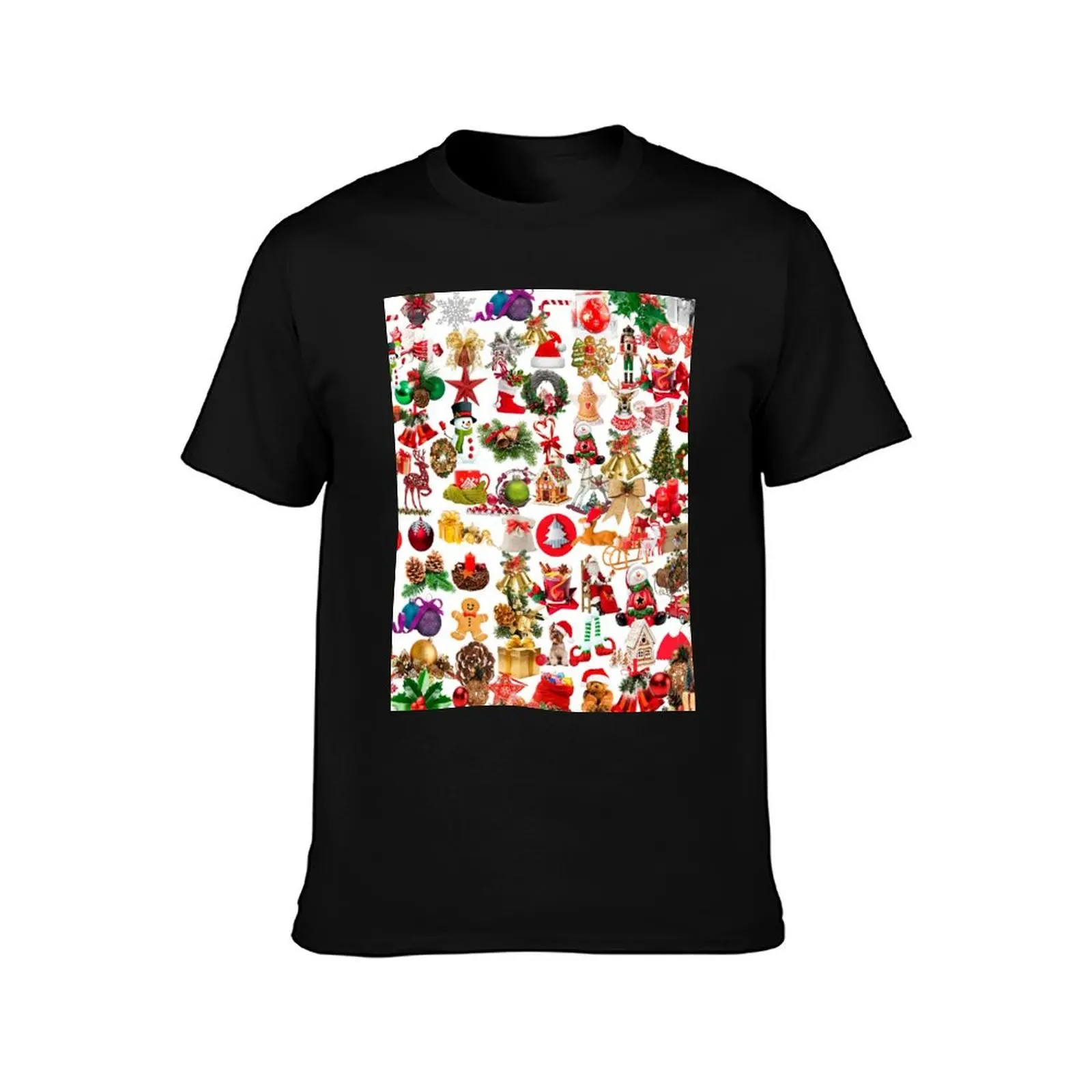 christmas,santa claus,rainbow christmas tree snowman,snow star,hat,ball ornament,candle T-Shirt Summer Casual Cotton Tee