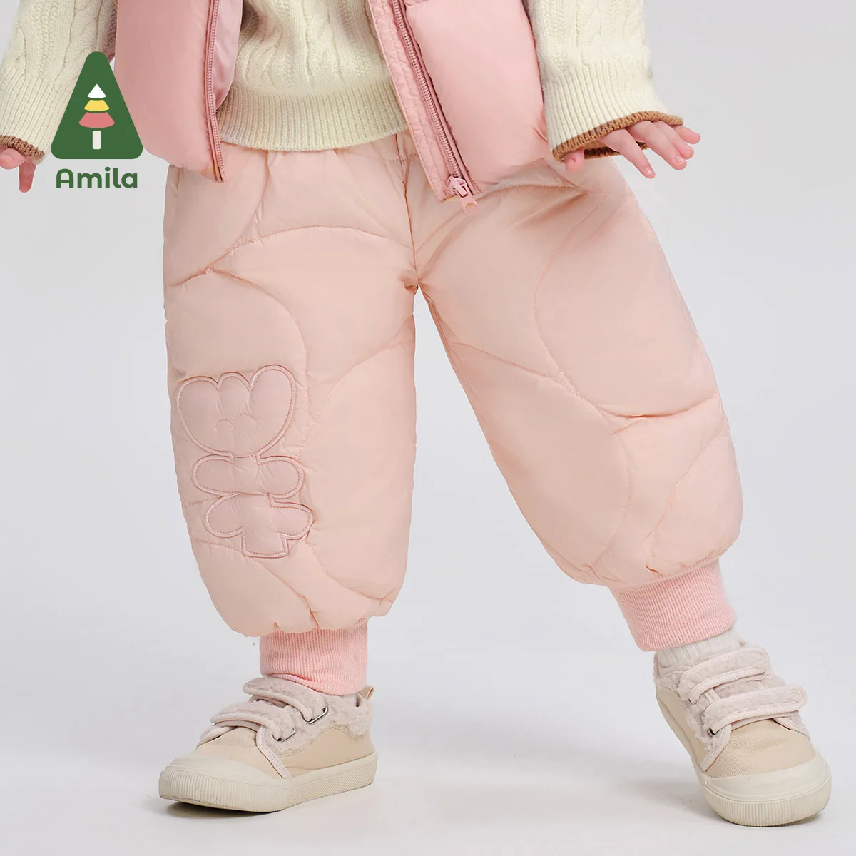 Amila Baby Down Pants 2024 Winter New Boys And Girls Multi-Color White Duck Down Warm And Skin-Friendly Casual Children’s Pants