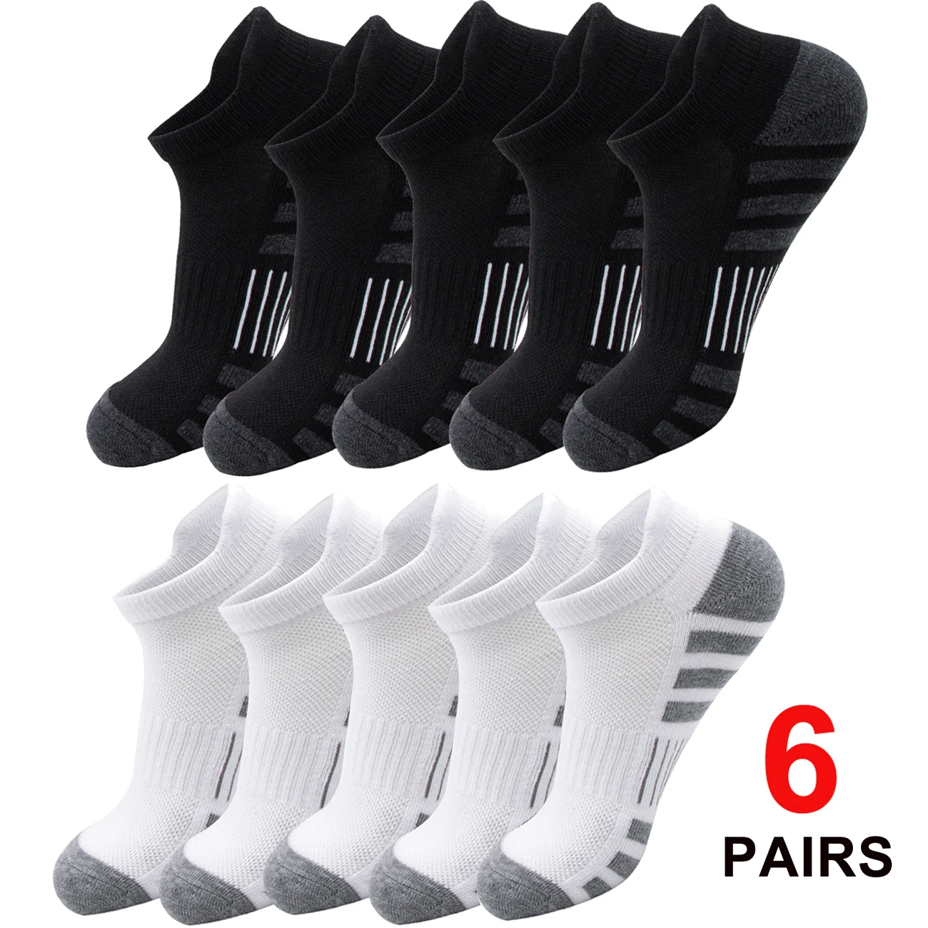 6Pairs Ankle Athletic Running Socks Cushioned Breathable Low Cut Sports Tab Socks For Men And Women