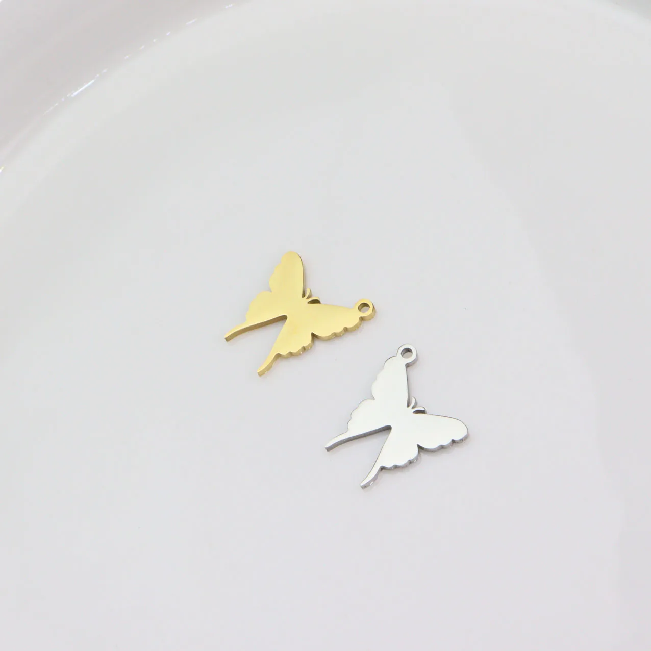 10pcs Stainless Steel Shiny Mirror Polished Butterfly Jewelry  Charms Pendant DIY Handcraft Waterproof Antiallergic