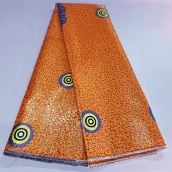 African Jacquard Satin Flower Brocade Soft Silk Texture Fabric For Women Dress 5yards Jacquard with Gold Line Material P513-1