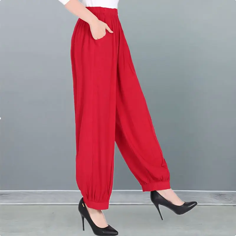 

Fashion Solid Color Pockets All-match Bloomers Pants Women's Clothing 2025 Spring Summer New Loose Commuter High Waist Pants