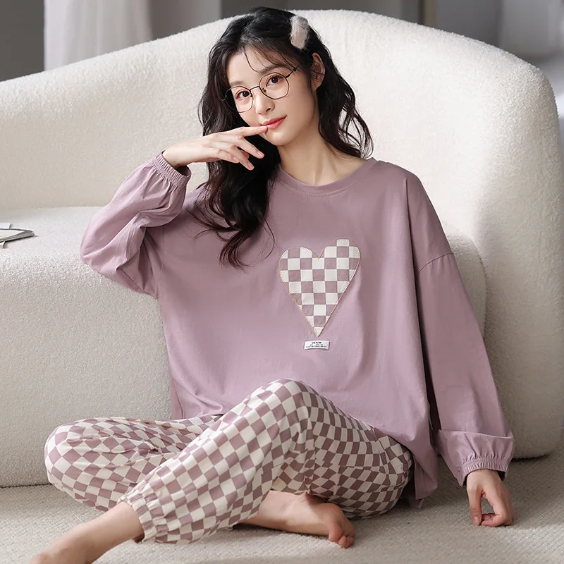 Ensembles de pyjamas pour femmes et filles, vêtements de nuit PJ, vêtements de détente, vêtements de nuit mignons, vêtements d\'intérieur, printemps