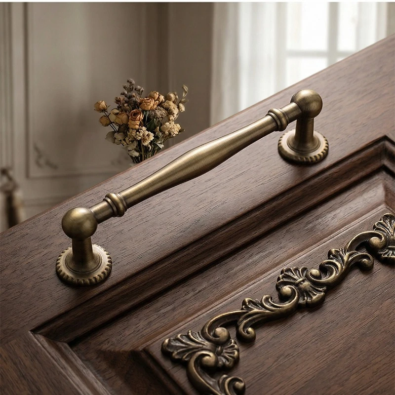 French Antique Bronze Zinc Alloy Cabinet Handle Creative Retro Drawer Handle Light Luxury Zinc Alloy Cabinet Door Handle
