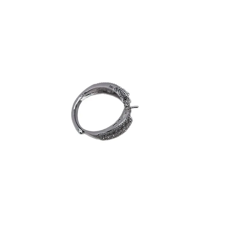 DIY Pearl Accessories New Copper Gold-plated Exquisite Zirconium Retro Temperament Hollow Ring Empty Holder Commuting Versatile
