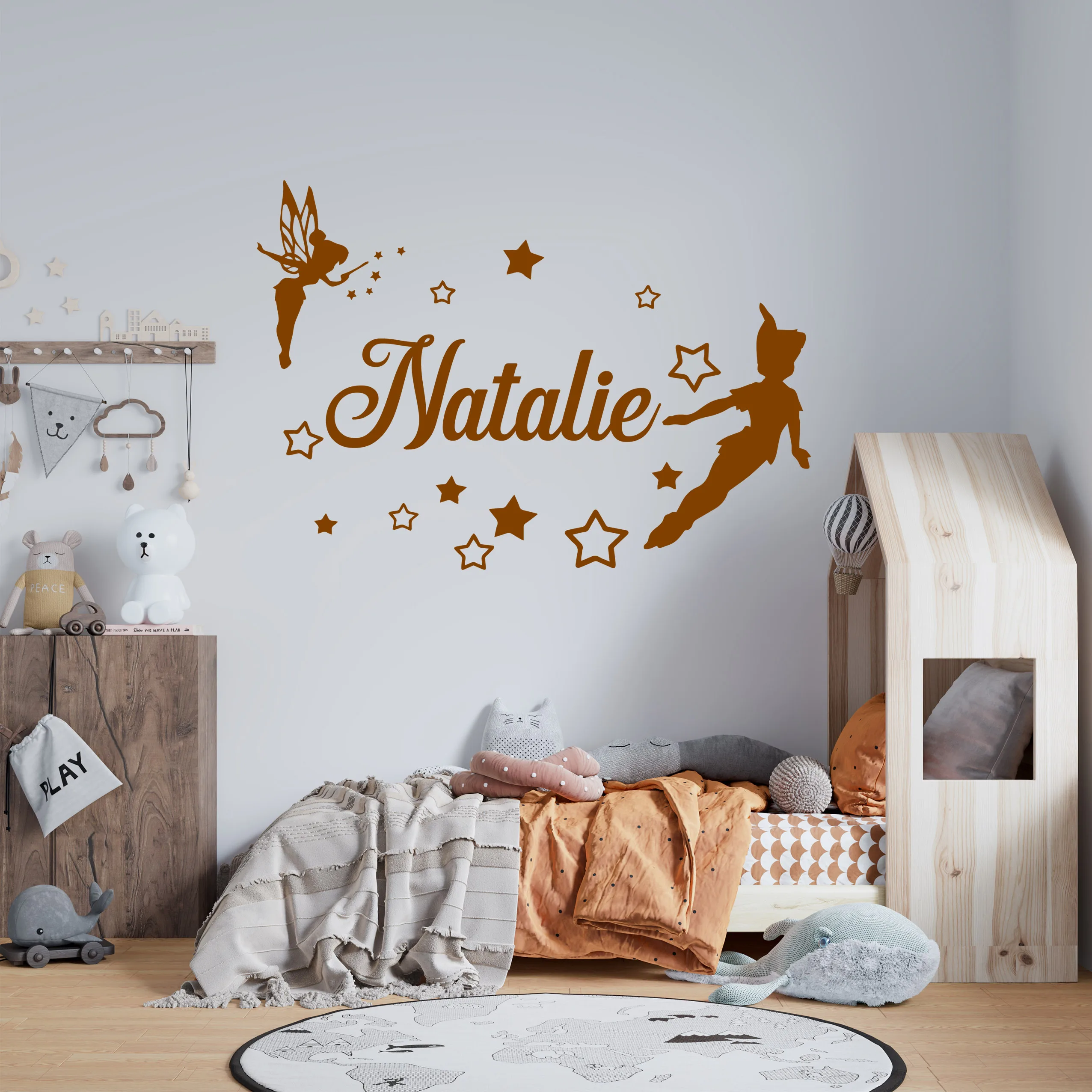 1 pc beauty magic fairy Customized Name  Wall Stickers Self Adhesive Art Wallpaper For Kids Rooms Decor Decal Creative Stickers