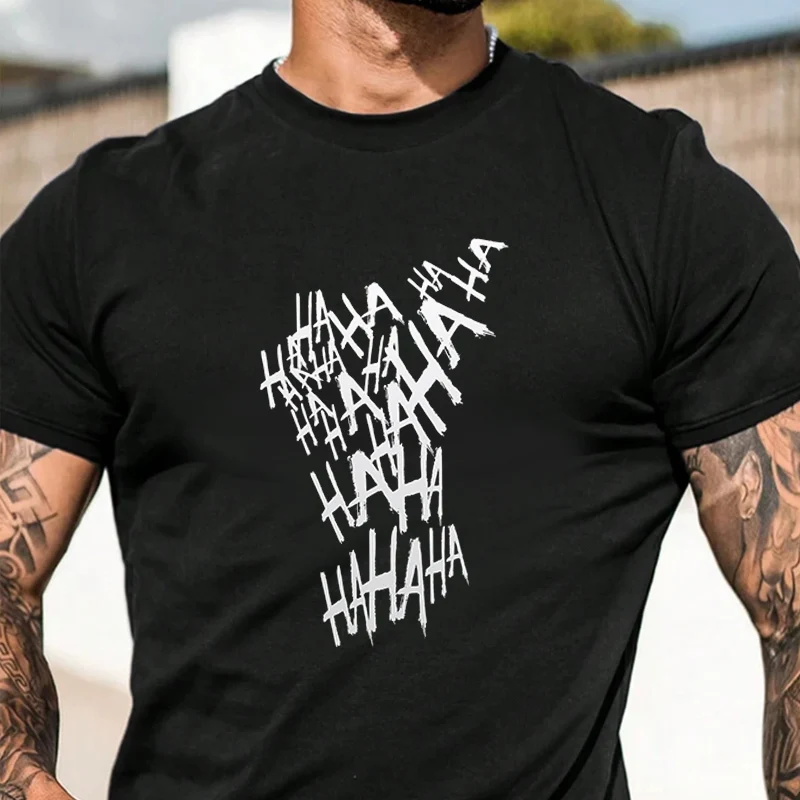 

Мужская модная футболка с принтом HAHA, повседневные модные футболки на лето, удобные топы с короткими рукавами