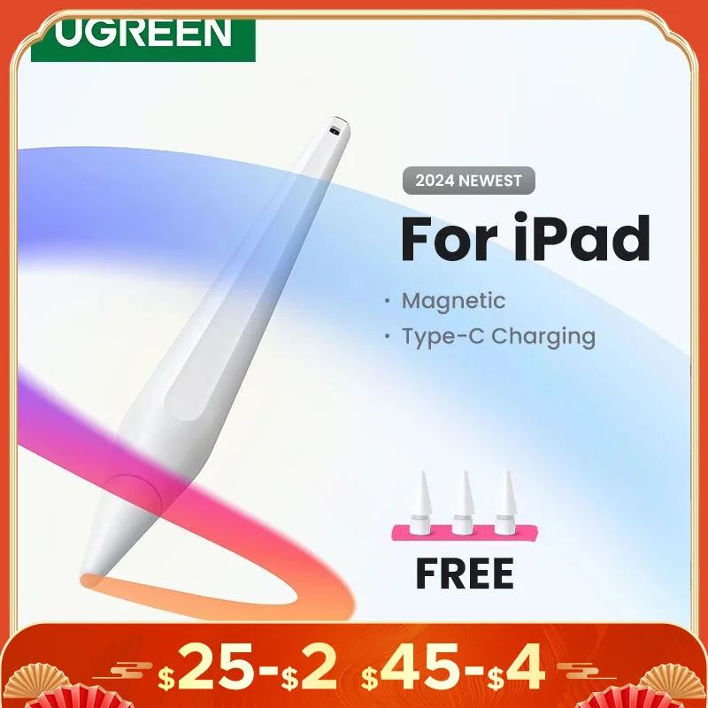 UGREEN Stylus Pen for Apple Pencil Magnetic Wireless Charging Bluetooth Palm Rejection Tilt Pens Long Battery Life for iPad Pro