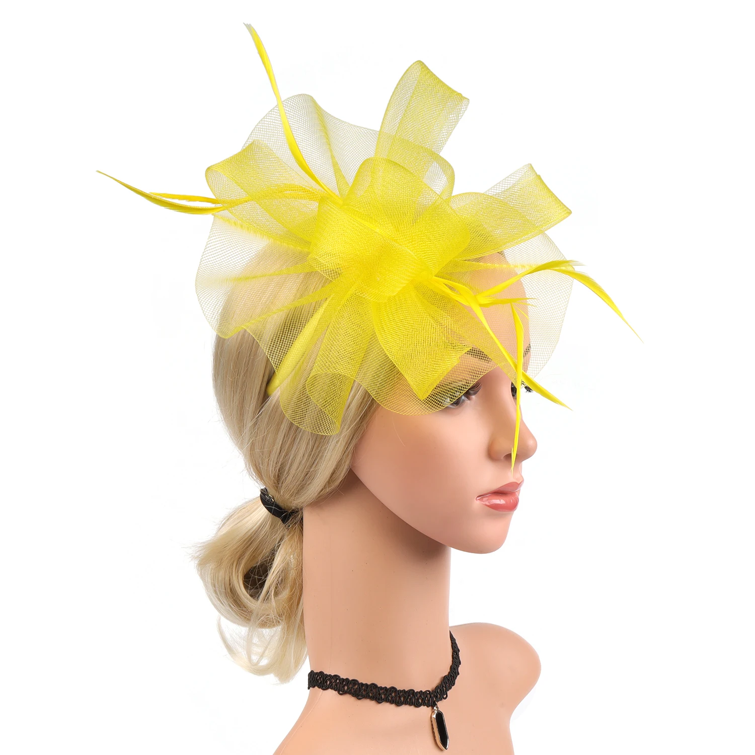 Fascinators Feather Womens Mesh Headwear Flower Derby Hat per Cocktail Wedding Headband elegante Clip Wedding Bridal Tea Party