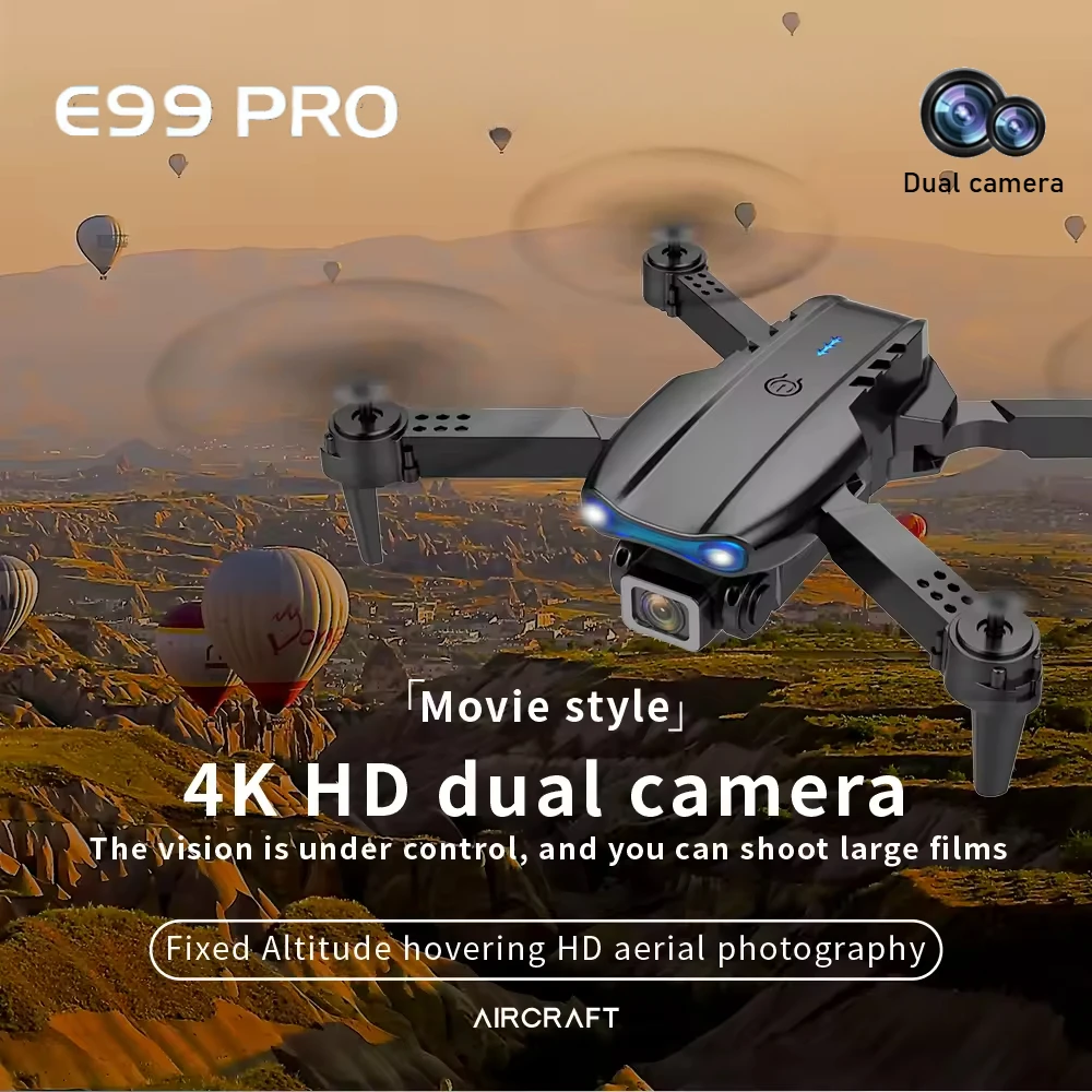 

E99Pro 4K FPV Дрон 2025 Новейшая HD-камера 1080P WiFi Live Video Складной RC Квадрокоптер Удержание высоты Безголовый режим Легко летать