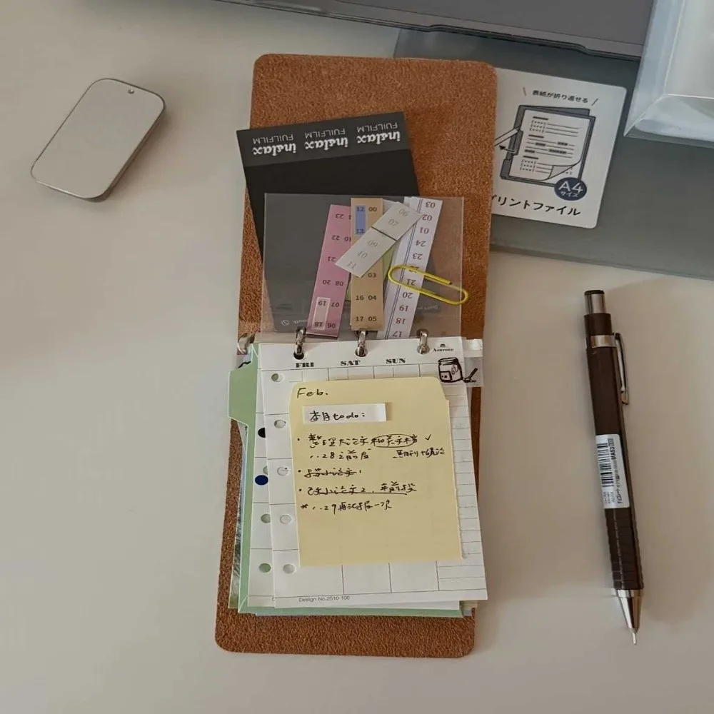 3 Holes Binding Loose Leaf Notebook Mini Blank/Line Inner Page Pocket Notebook with 40Sheets Stationery Notebook