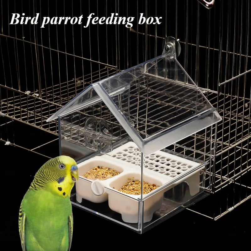 

Прозрачная кормушка для птиц и миска для воды с анти-втеч-дизайном, универсальный бассейн для купания для маленьких домашних птиц