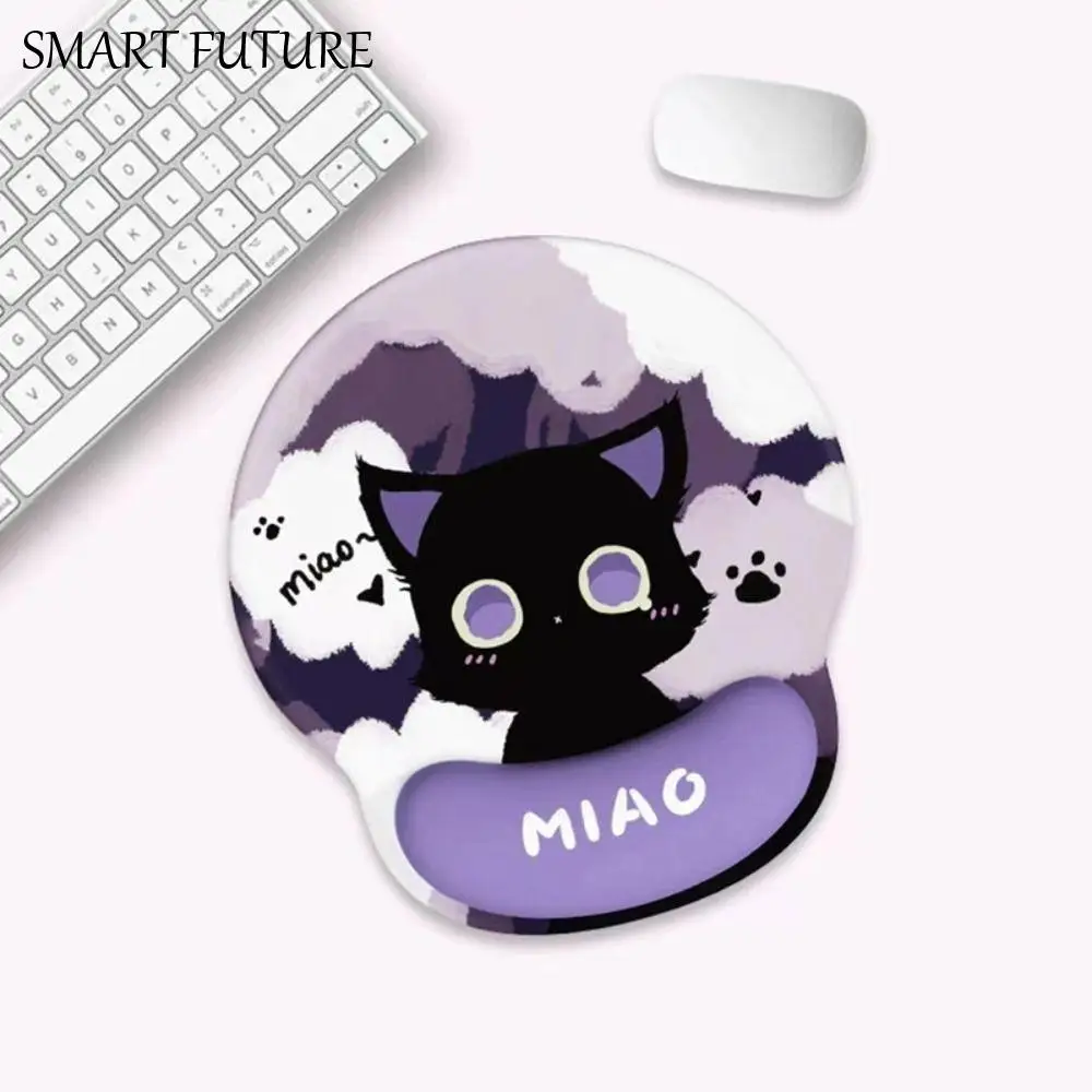 

Hand Support Black Cat Non-Slip Mouse Pad Comfortable Wrist Rest Cartoon Cat Keyboard Pad Silicone Kawaii