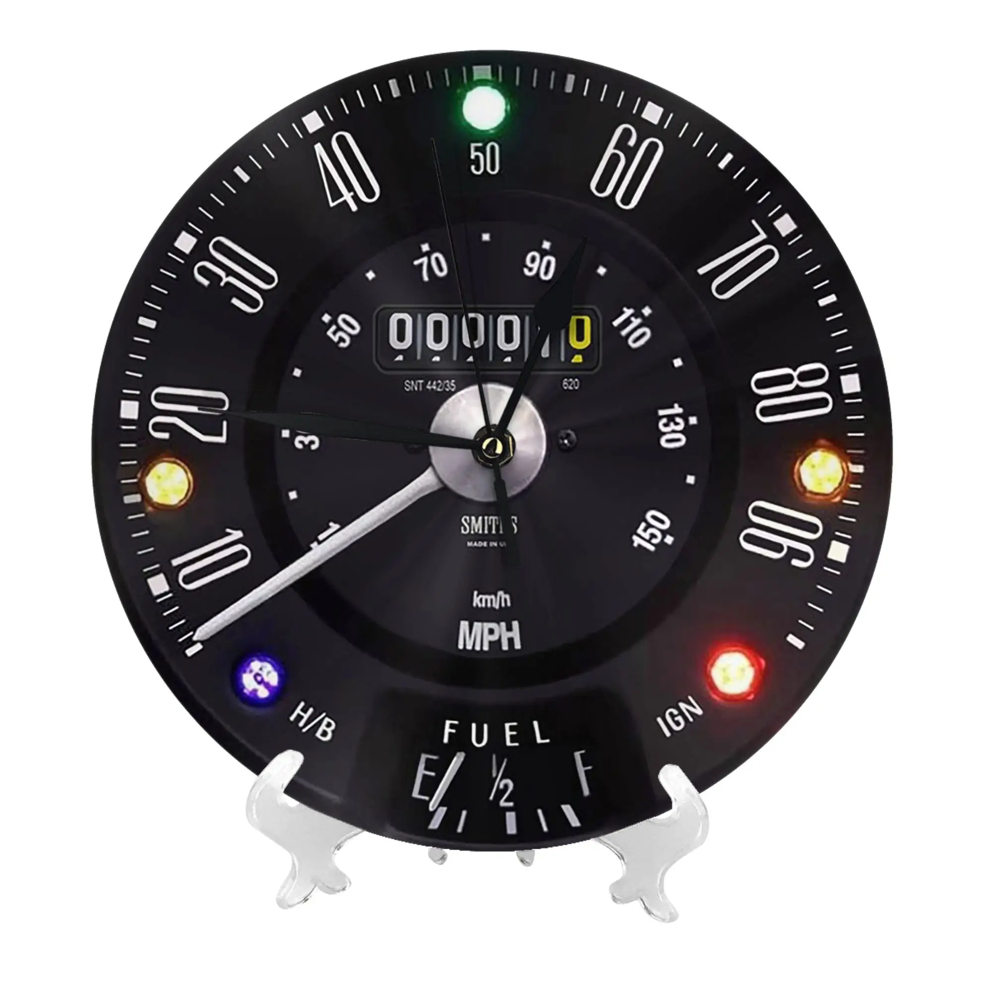 Classic Mini Smiths 90 MPH Speedometer Wall Clock Room Decoration Silent Round Clock for Bedroom Living Kitchen Home