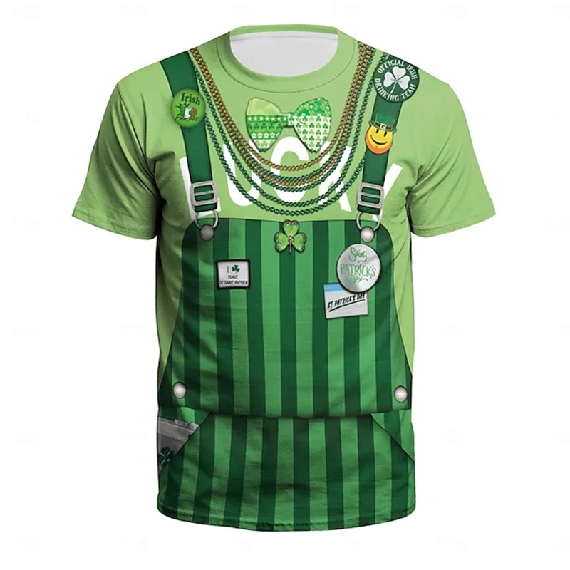 الرجال سانت باتريك شامروك سهرة تي شيرت ثلاثية الأبعاد طباعة قصيرة الأكمام طاقم الرقبة بلايز بلايز بلايز جديد في عادية حفلة عطلة مضحك التي شيرت #2