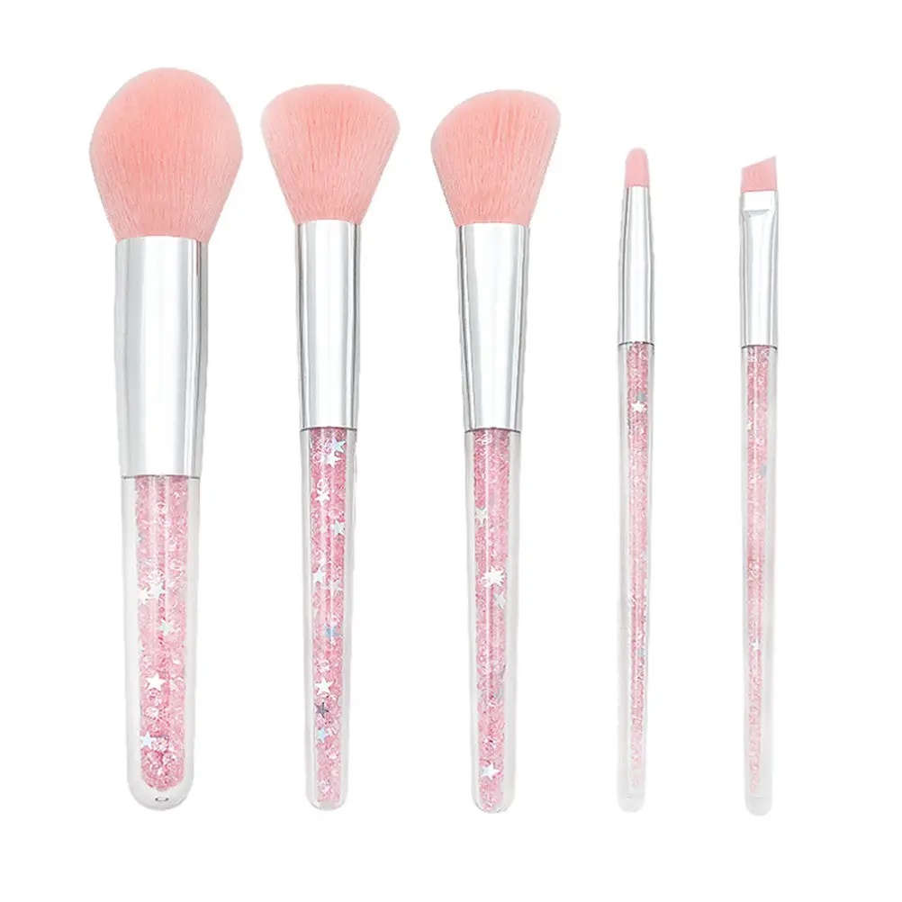 5Pcs Professional Makeup Brush Set Soft Dense Bristles Safe Washable Brushes Kit for Women Foundation Powder Eyebrow