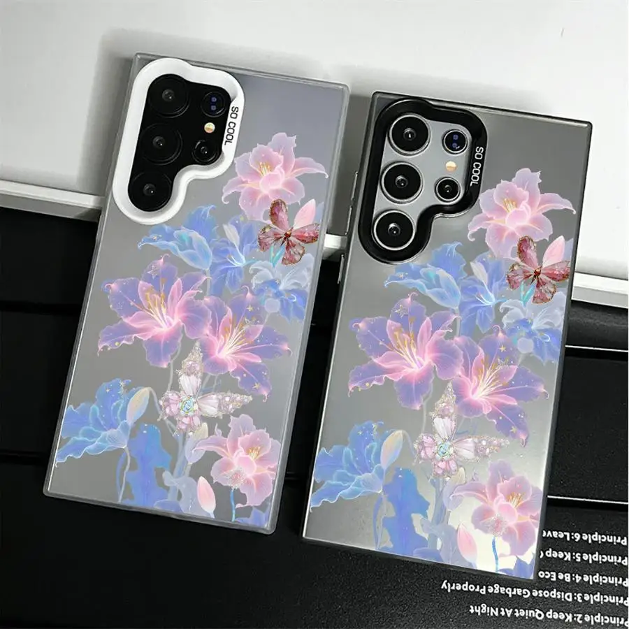 Case for Samsung Galaxy S26 S21 S25 Edge S22 S23 Ultra S24 FE Note 20 Ultra S23 S20 Plus Phone Cover Cartoon Sparkling Flower