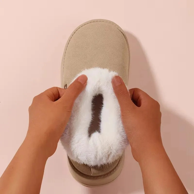 New Winter Furry Shoes Women Classic Fluffy House Shoe Warm Plush Slippers Men Indoor Outdoor Non Slip Fashion Women Slides