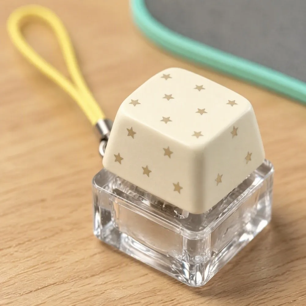 Clicky Fidget Button Clicker Cute Keyboard Key Shaped Mini Clicker Pendant Star/Polka Dot Print Decorative