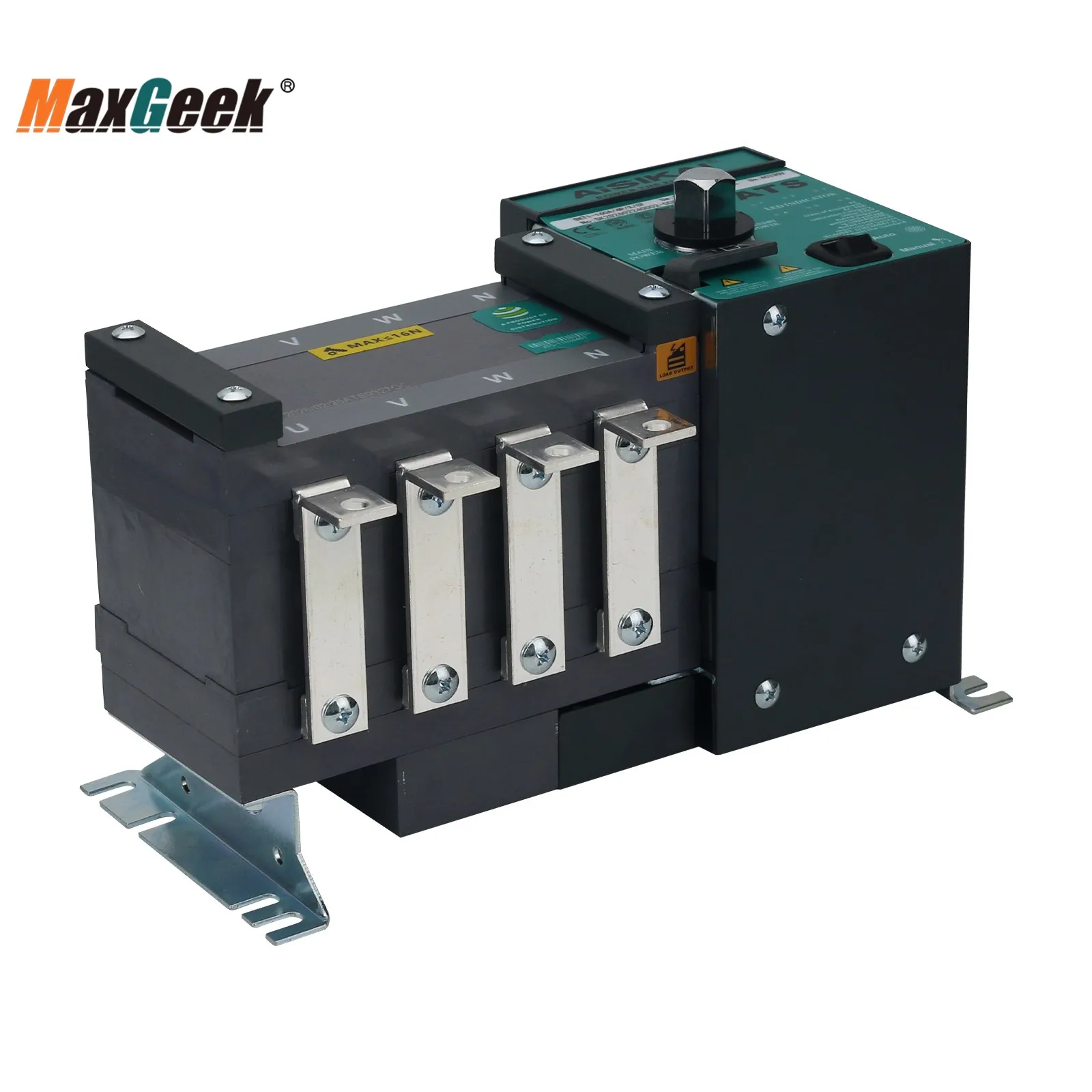 Maxgeek AISIKAI SKT1-125A Dual Power Automatic Transfer Switch SKT1-125/4P for Main & Standby Power Sources