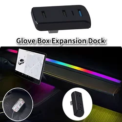 Glove Box Expansion Dock for Tesla Model Y/3+ USB Hub 4-in-1 Fast Charging Upgrade Data Transfer Adapter Docking Station 2025