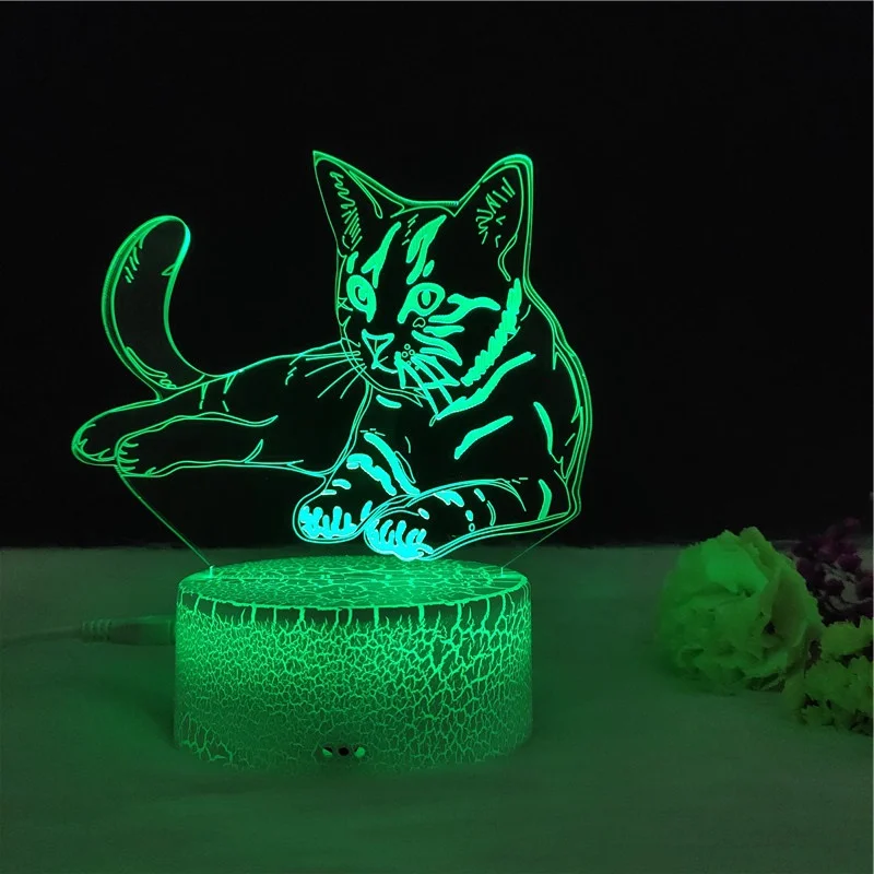 Nighdn Cat LED Night Light 3D Illusion, lámpara de mesita de noche, decoración de dormitorio, luz nocturna, regalo de cumpleaños para niños, amante de los gatos