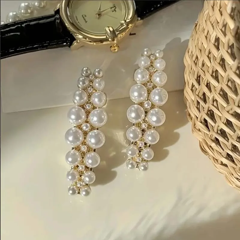 Европейская и американская мода, минималистичный элегантный зажим, пружинный зажим, изысканный боковой зажим, жемчужная заколка для волос, заколка для волос