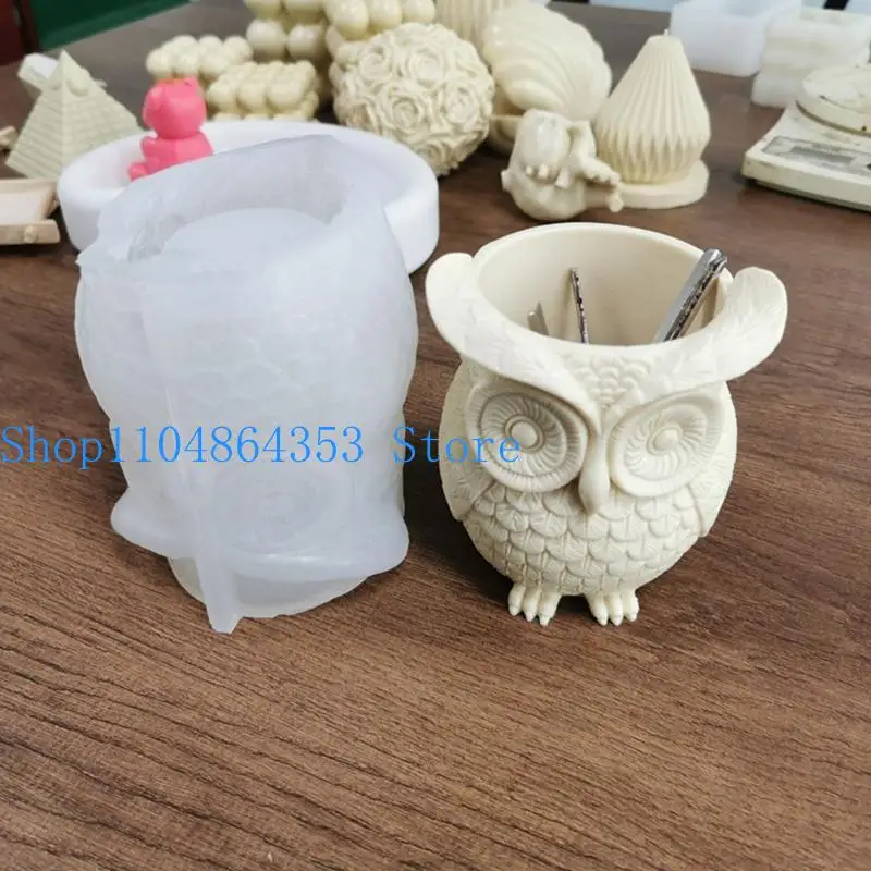 652F قوالب راتنجات DIY مناسبة لأواني الحلوى البومة وعاء زهرة شكل الطين