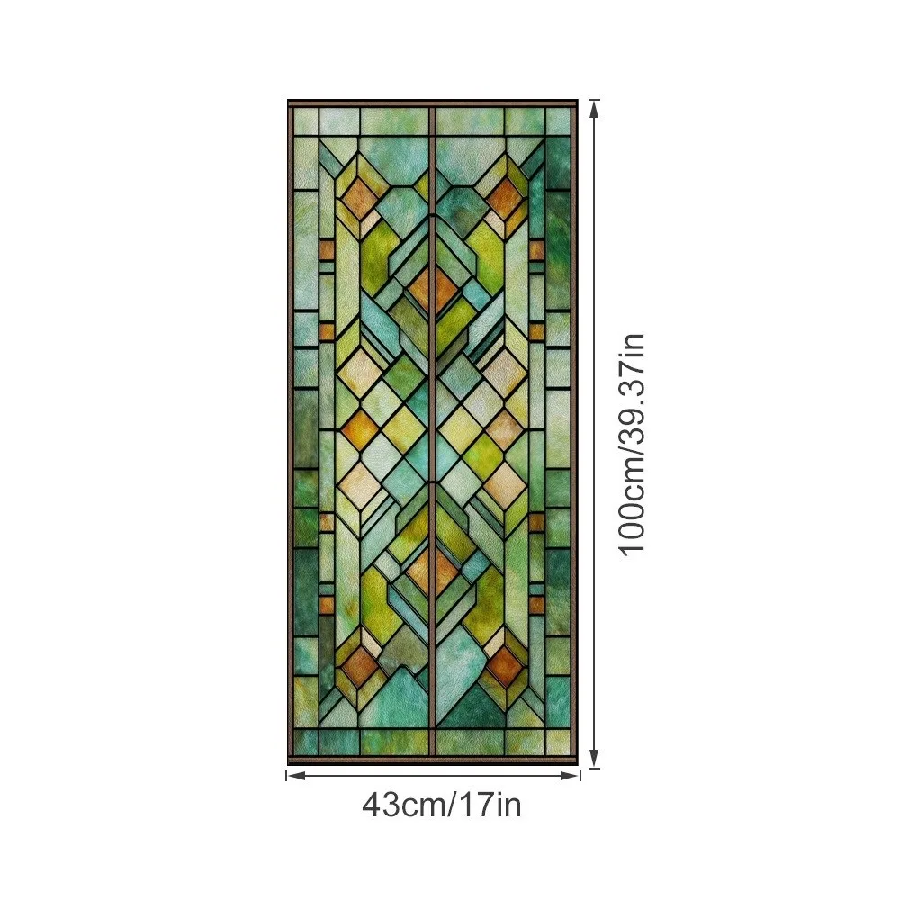 Static Cling Lattice Window Film Sticker Non-Adhesive 3D Design Static Cling Film Sticker Rainbow Pattern Anti-Glare