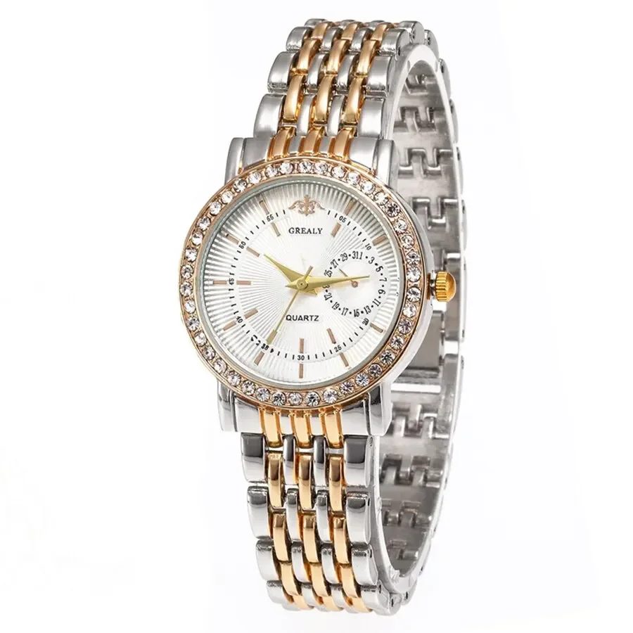 New Casual Watches Women Luxury Fashion Lovers Watch Rhinestone Stainless steel Quartz Watch Men Women Gift Business Wristwatch