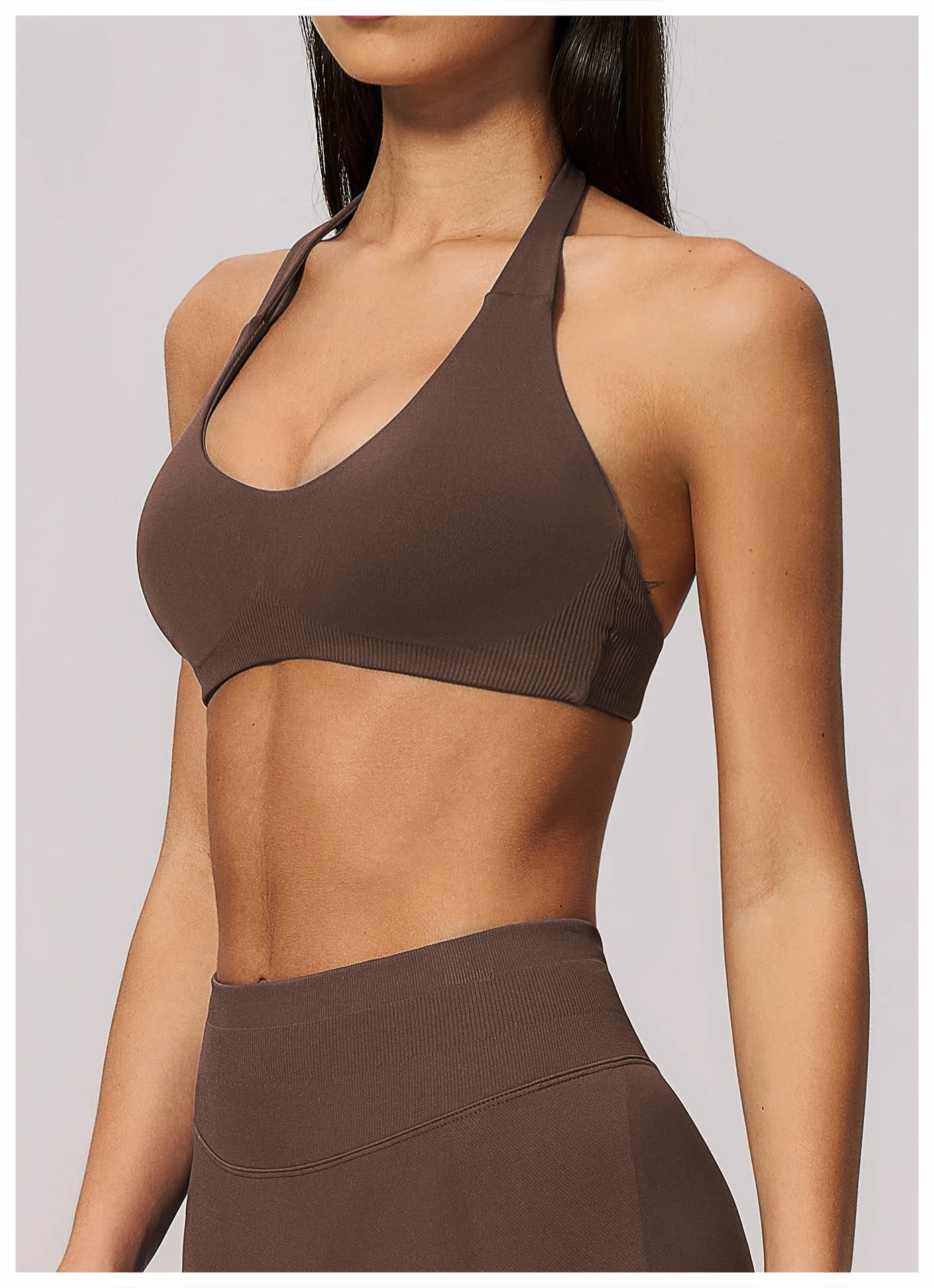 Seamless Sports Bra Women Sexy Halter Top High Support Push-up Open Back Gym Wear Impact Fitness Bra Yoga Yops Workout Underwear