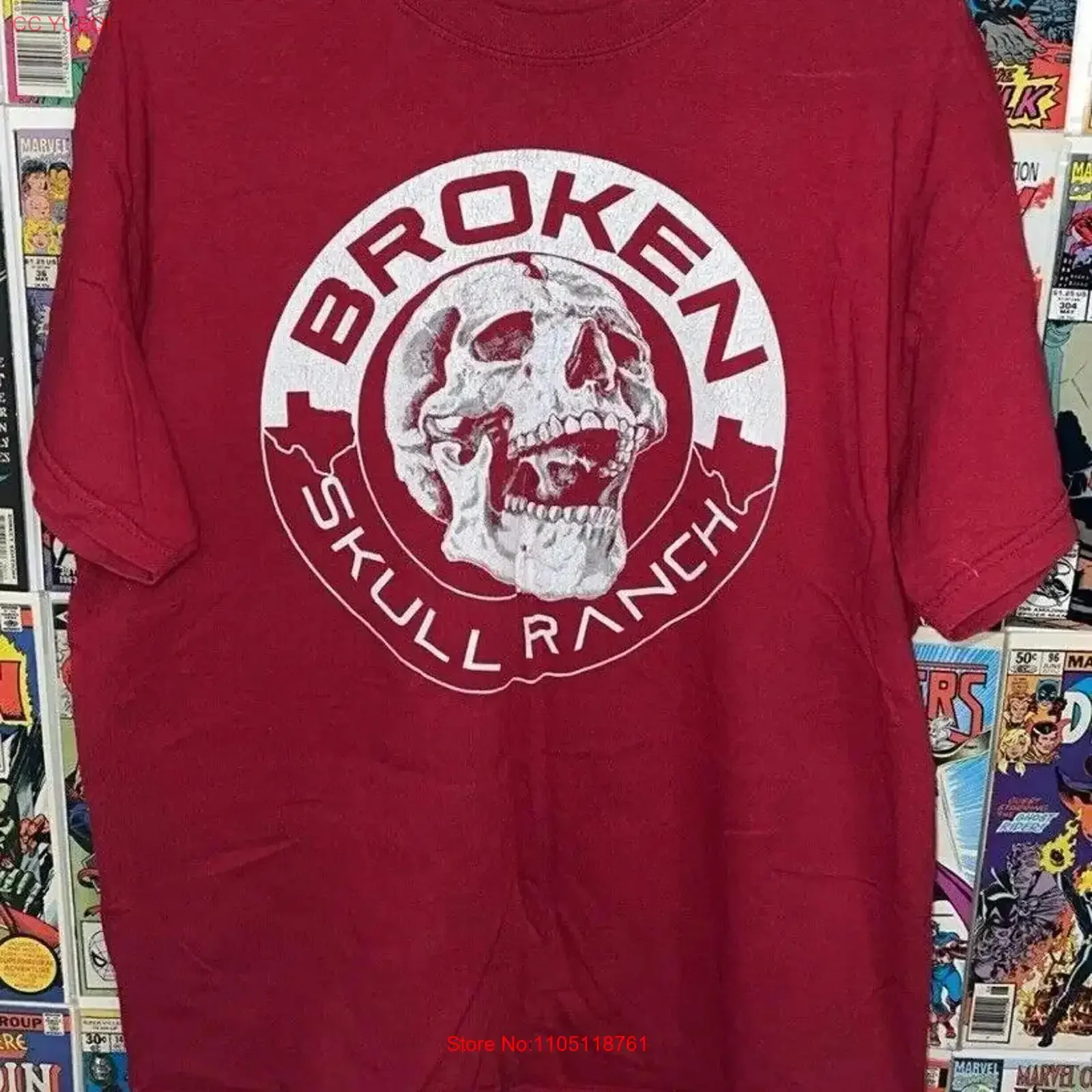 Vintage Broken Skull Ranch Country Cowboy Texas Biker T Shirt Mens XL Red vintage Washed homme Unisex Soft Versatile Stylish