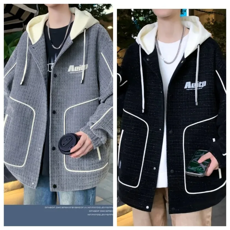 

Spring and Autumn Outdoor Cycling Sports Port Style Loose Comfortable Versatile Jacket Fashion Trend Hooded Checkered Jacket