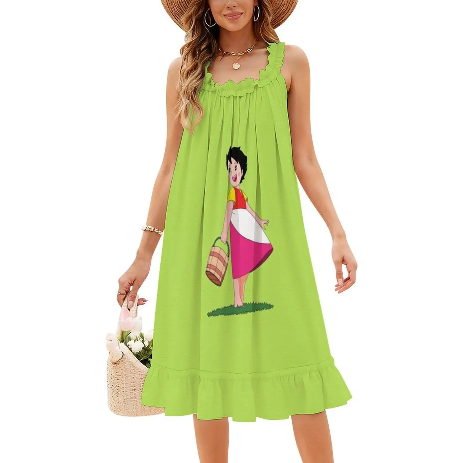 فستان Happy Heidi النسائي الهيب هوب ملابس الشارع الشهير جرافيك مطبوع للحفلات ملابس للنادي Heidi Heidi Story ريترو كارتون فستان نسائي ريترو #4