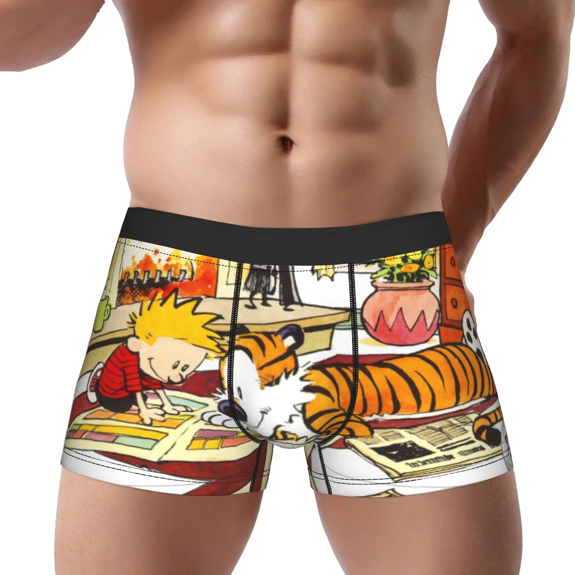 Calvin and Hobbes Calzoncillos transpirables Ropa interior masculina Pantalones cortos cómodos Calzoncillos tipo bóxer