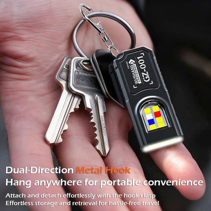 Keyring Flashlight with High-Intensity Light, Rechargeable, Ultra-Bright, Outdoor Mini Portable Multi-Functional Work Light