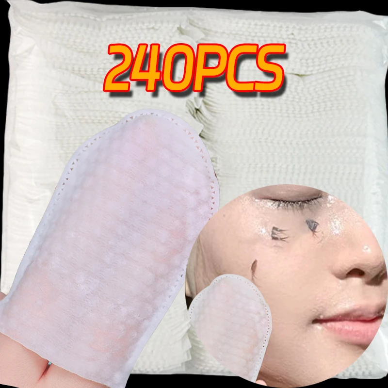 240PCS Disposable Face Puff Cotton Pads Makeup Remover Pads U-Shaped Soft Cosmetic Wipes Nail Cleaning Cotton Pads Makeup Cotton