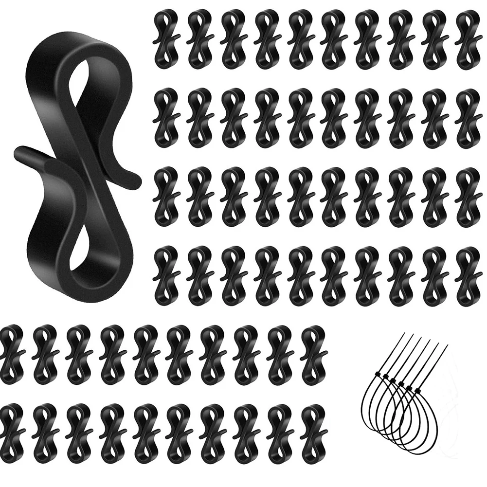S Hooks for Outdoor Lights 120 Pack with Clips for Secure Mounting on Gutters and Outdoor Fixtures with Weather Resistant Design
