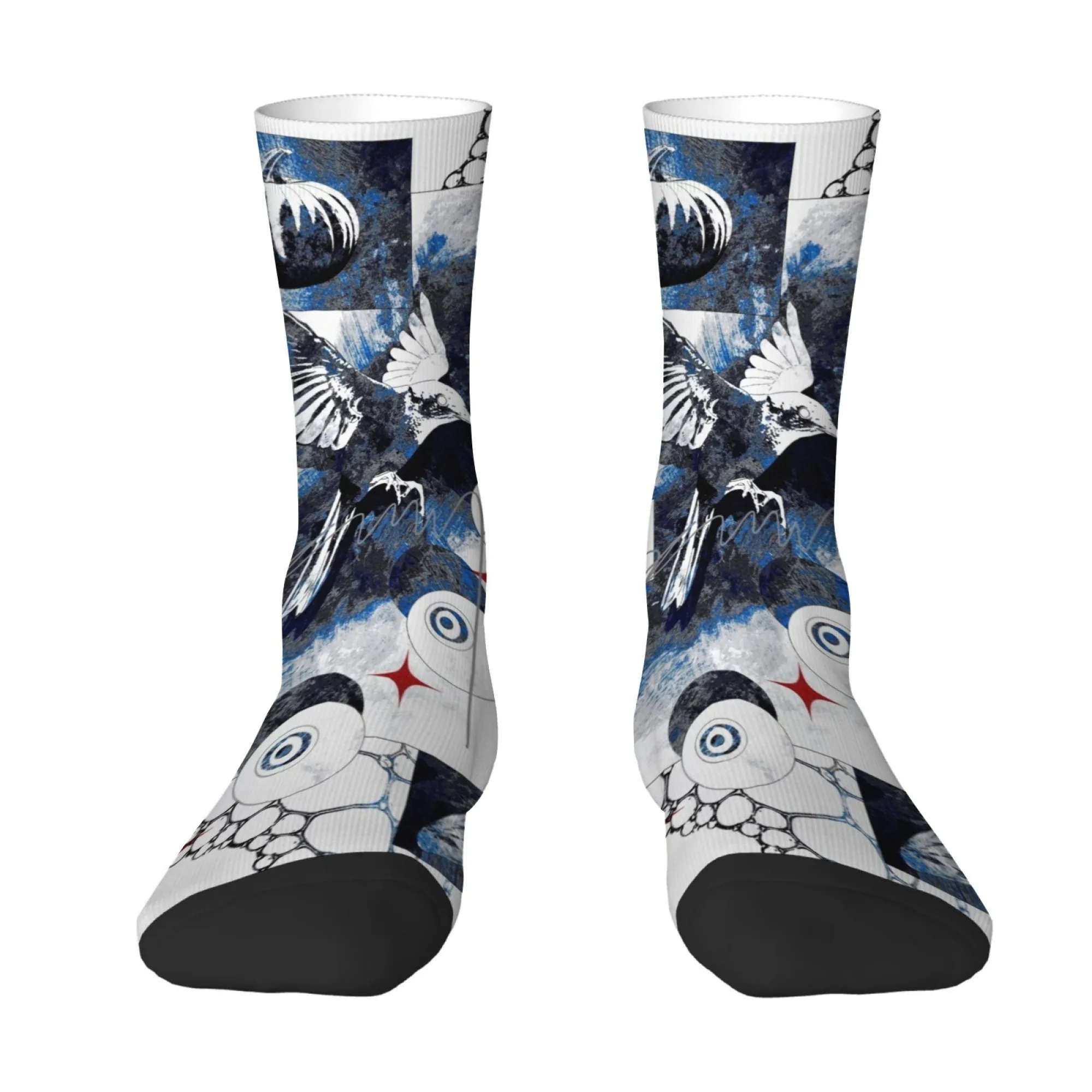 

Мужские дышащие эластичные носки в стиле Woodblock с изображением голубей, для активного отдыха, путешествий, в стиле ретро, стильные, вдохновленные Harajuku, для повседневной носки