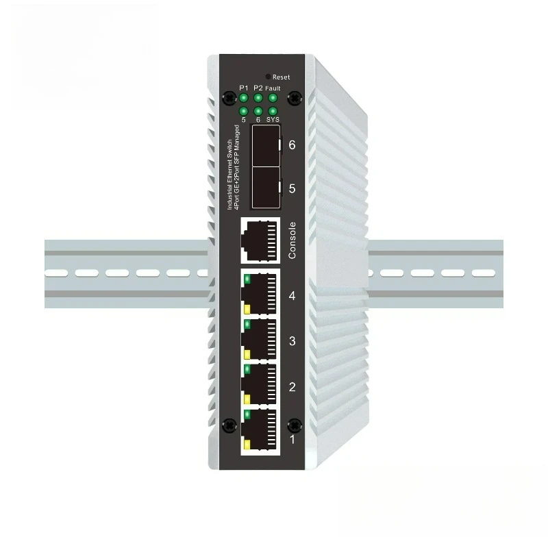 4-port PoE Industrial L2+ Management Switch 2-port SFP Static Routing IP40 VLAN High Temperature Resistant
