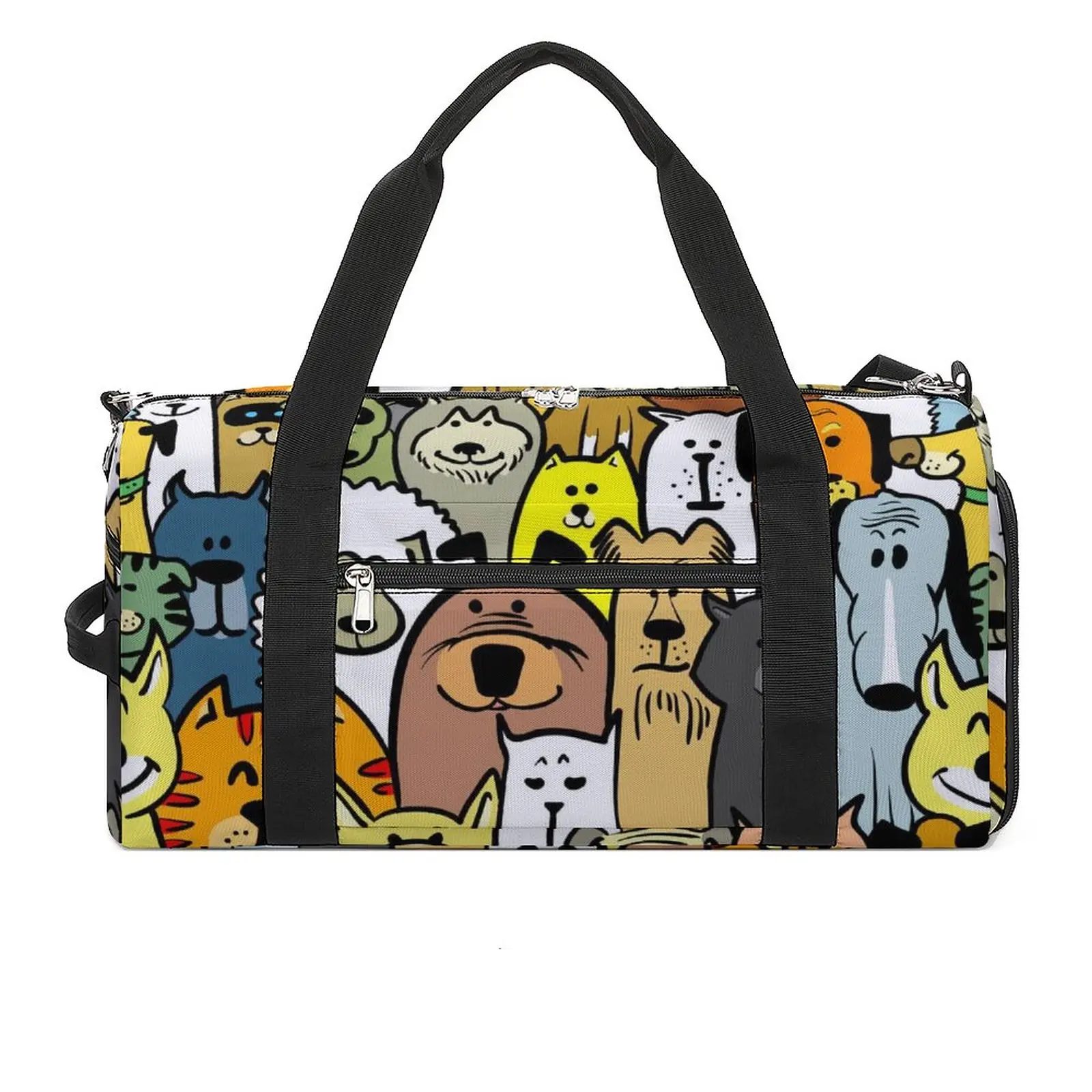 Cartoon Dog Gym Bag Funny Animal Print Training Sports Bags Men's Design Large Vintage Fitness Bag Weekend Handbags